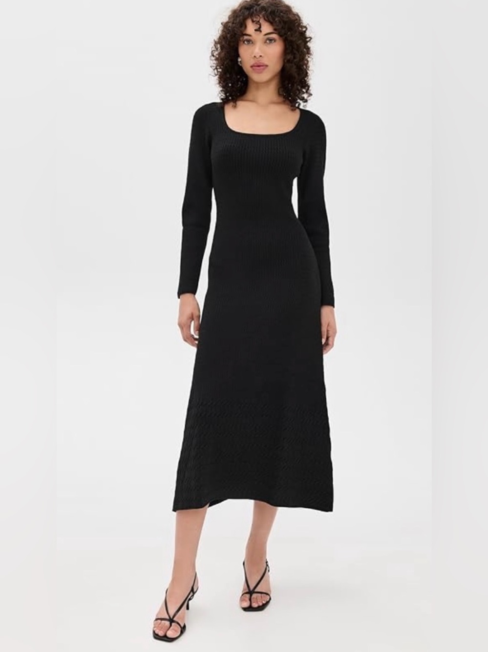 o.p.t. Ribbed-Knit Midi Sweater Dress
in Black